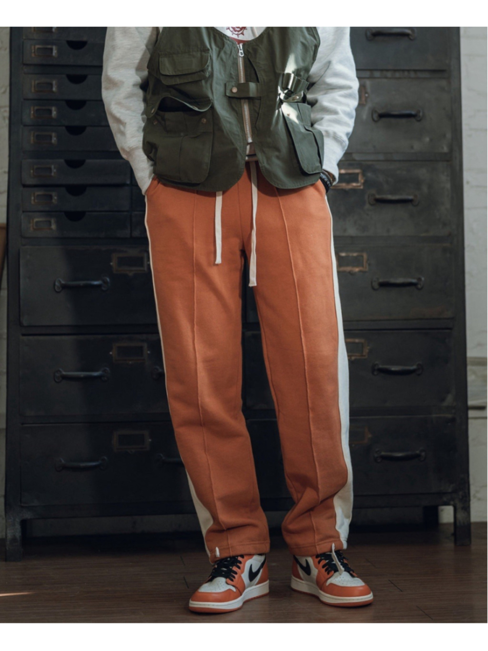 Classic Straight-Leg Striped Logo-Embroidered Cotton-Terry Sweatpants - Orange L - Picture 2 of 7